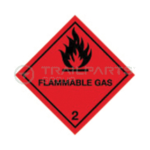 Hazard warning diamond sticker Flammable Gas 100 x 100mm
