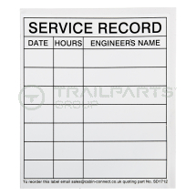Service record sticker 140 x 120mm (25 in a pack)